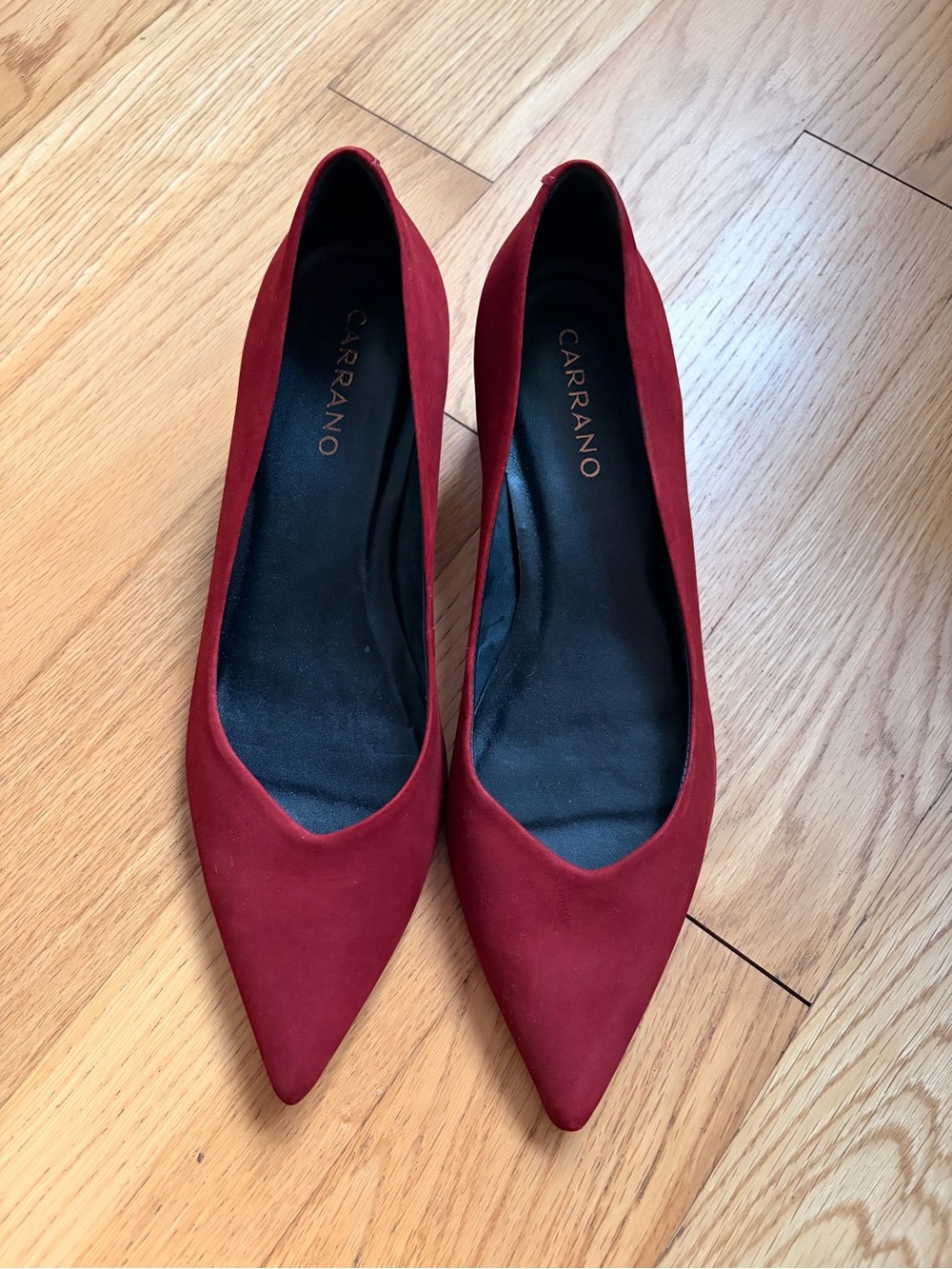Carrano Red Pointed Toe Low Heels - Elegant Everyday Style